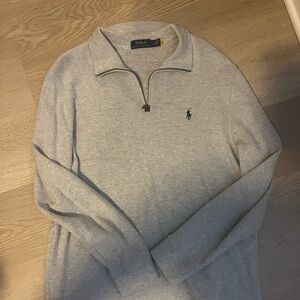 Ralph Lauren Men's Light Gray Zip-Up Sweater